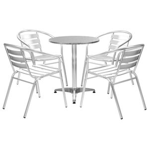 vidaXL Ensemble à manger d'extérieur 5 pcs Aluminium Argenté