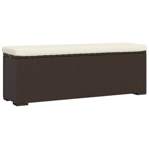 vidaXL Banc pouf avec coussin marron 110x30x40 cm r&eacute;sine tress&eacute;e