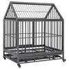 vidaXL Cage pour chien avec roues et toit Acier 92x62x106 cm