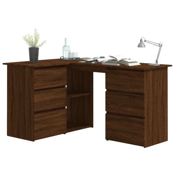 vidaXL Bureau d'angle Chêne marron 145x100x76 cm Bois d'ingénierie