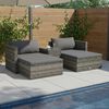 vidaXL Salon de jardin 5 pcs avec coussins R&eacute;sine tress&eacute;e Gris