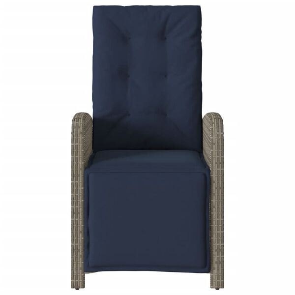 vidaXL Chaise inclinable de jardin et repose-pied gris r&eacute;sine tress&eacute;e