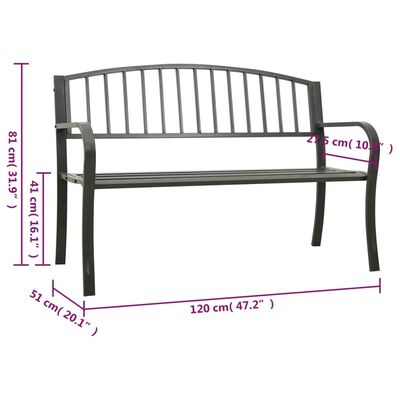 vidaXL Banc de jardin Gris 120 cm Acier