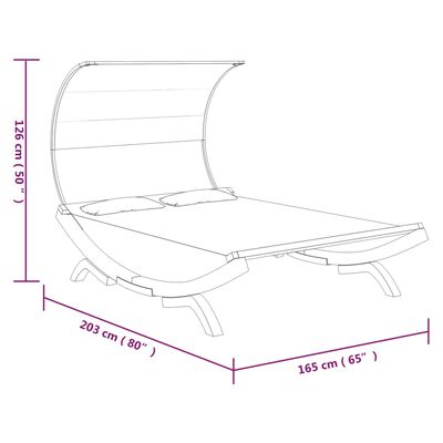 vidaXL Lit repos et auvent 165x203x126 cm Bois courbé Anthracite