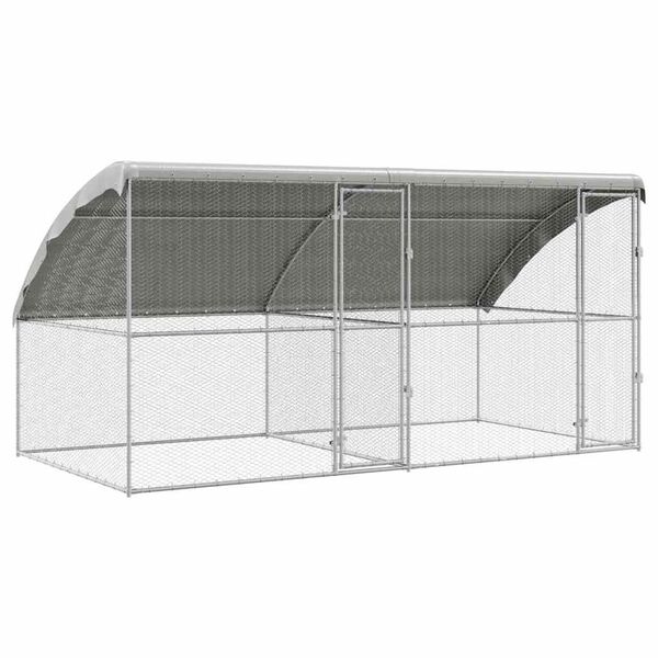 vidaXL Cage &agrave; poules 2 pcs Argent&eacute; 400 x 200 x 198,5 cm