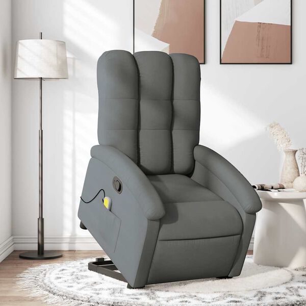vidaXL Fauteuil inclinable de massage gris fonc&eacute; tissu