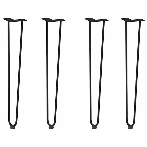 vidaXL Pieds en &eacute;pingle &agrave; cheveux pour consoles, lot de 4, noir, 72 cm, acier massif