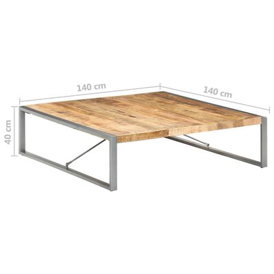 vidaXL Table basse 140x140x40 cm Bois de manguier brut