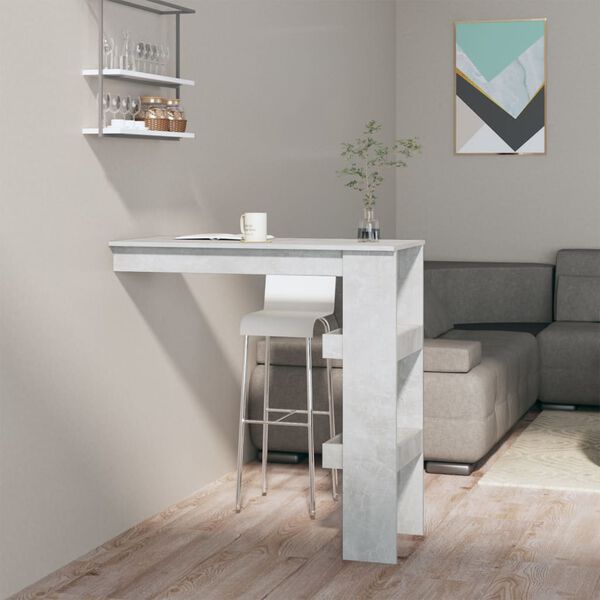 vidaXL Table de bar murale Gris B&eacute;ton 102x45x103,5cm Bois d'ing&eacute;nierie
