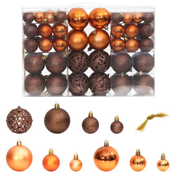 vidaXL Boules de No&euml;l 100 pcs marron 3 / 4 / 6 cm