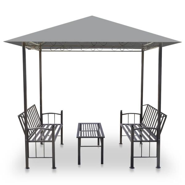 vidaXL Chapiteau de jardin avec table et bancs 2,5x1,5x2,4m Anthracite