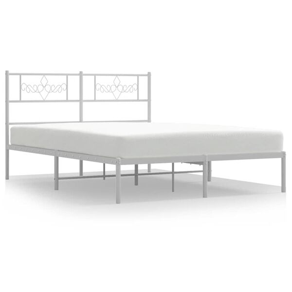 vidaXL Cadre de lit m&eacute;tal sans matelas et t&ecirc;te de lit blanc 150x200 cm