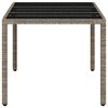 vidaXL Table de jardin dessus en verre gris clair r&eacute;sine tress&eacute;e