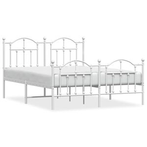 vidaXL Cadre de lit métal sans matelas et pied de lit blanc 135x190 cm