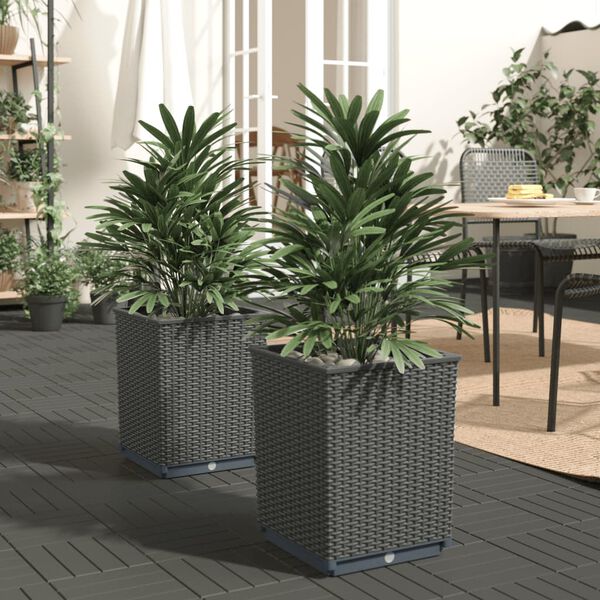 vidaXL Jardini&egrave;res 2 pcs noir 30x30x37 cm polypropyl&egrave;ne