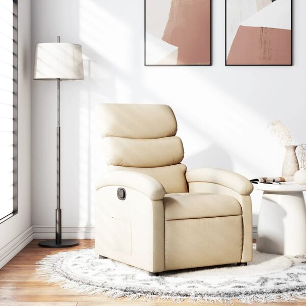 vidaXL Fauteuil inclinable cr&egrave;me tissu