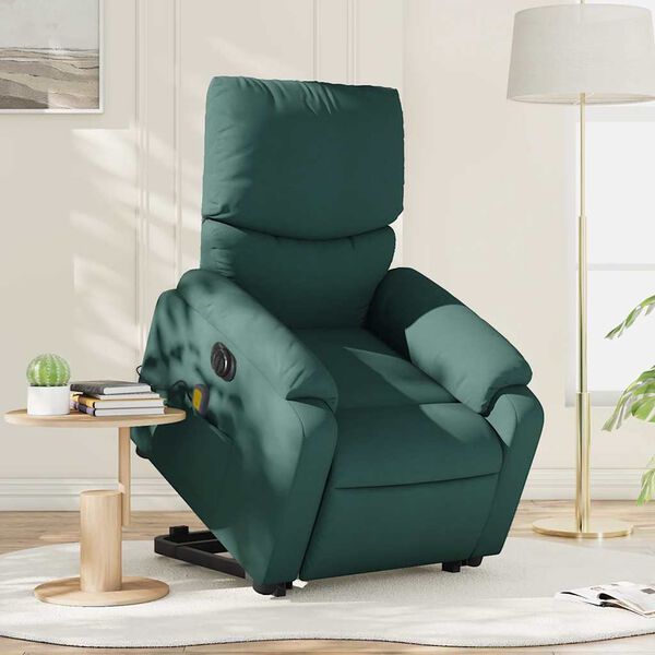vidaXL Fauteuil inclinable de massage électrique vert foncé tissu