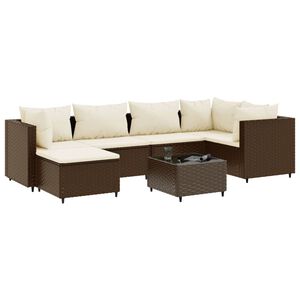 vidaXL Salon de jardin avec coussins 7 pcs marron r&eacute;sine tress&eacute;e