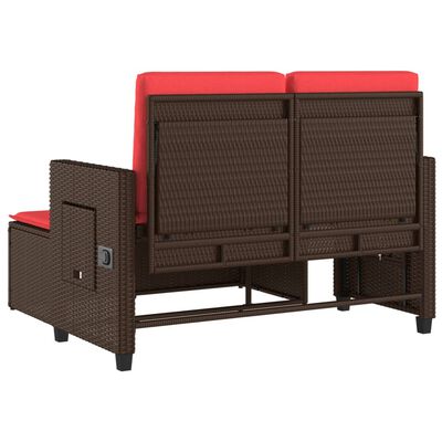 vidaXL Banc inclinable de jardin avec coussins marron résine tressée