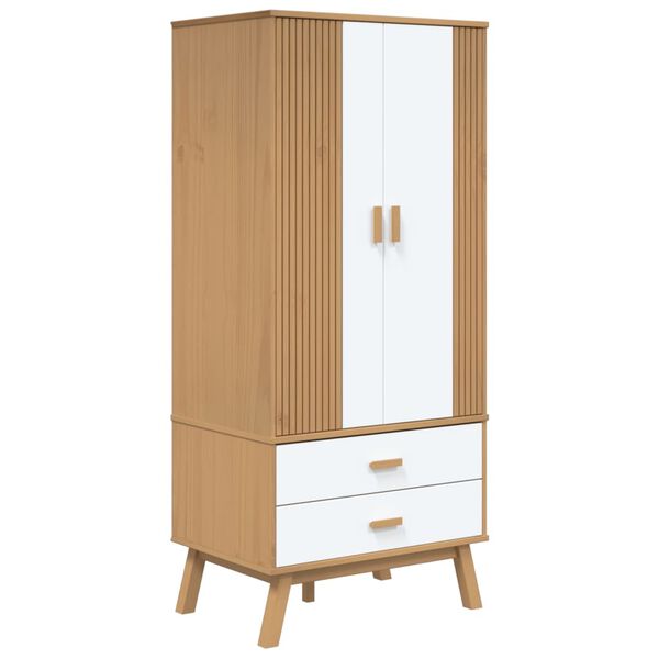vidaXL Garde-robe OLDEN blanc et marron 76,5x53x172 cm bois massif pin