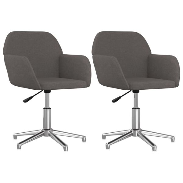vidaXL Chaises pivotantes à manger lot de 2 Gris foncé Tissu