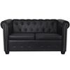 vidaXL Canap&eacute; Chesterfield &agrave; 2 places similicuir noir