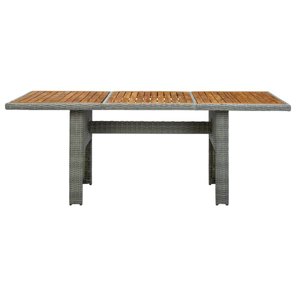 vidaXL Table de jardin Gris clair R&eacute;sine tress&eacute;e et bois d'acacia