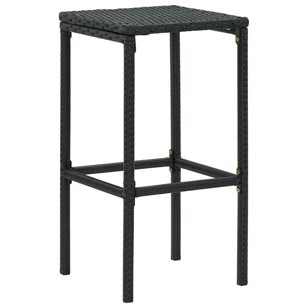 vidaXL Tabourets de bar avec coussins lot de 4 noir r&eacute;sine tress&eacute;e