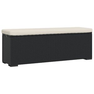 vidaXL Banc pouf avec coussin noir 110x30x40 cm résine tressée