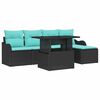 vidaXL Ensemble de canap&eacute; de jardin avec coussin 6 pcs Noir Poly rotin