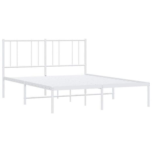 vidaXL Cadre de lit m&eacute;tal sans matelas et t&ecirc;te de lit blanc 150x200 cm