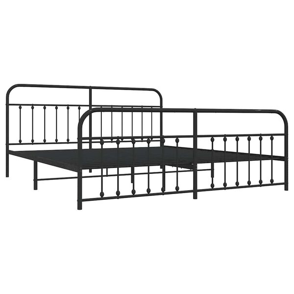 vidaXL Cadre de lit métal sans matelas avec pied de lit noir 193x203cm