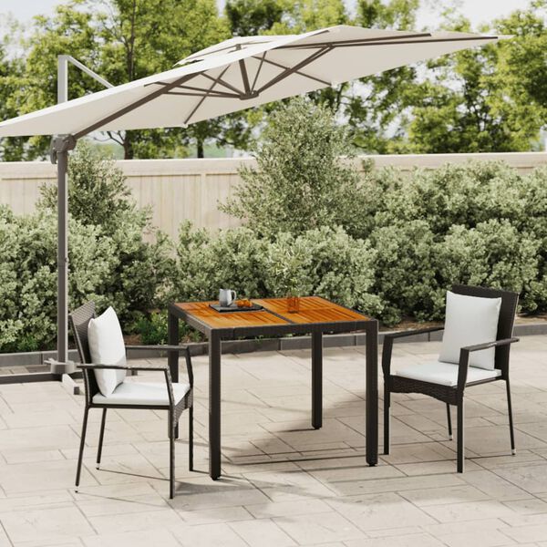 vidaXL Ensemble &agrave; manger de jardin avec coussins 3 pcs Noir