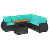 vidaXL Salon de jardin 7 pcs avec coussins noir r&eacute;sine tress&eacute;e