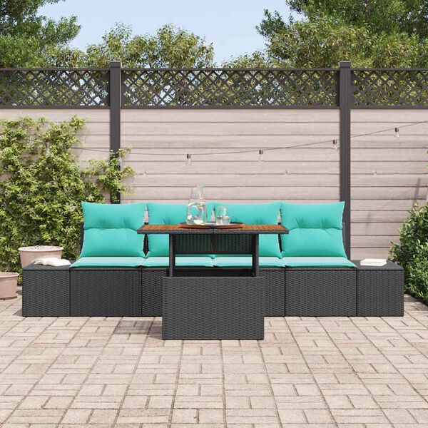 vidaXL Ensemble de salle &agrave; manger pour jardin 5 pcs Noir et Sarcelle