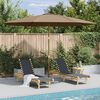 vidaXL Parasol d'ext&eacute;rieur avec m&acirc;t en bois 350 cm Taupe