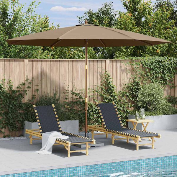 vidaXL Parasol d'ext&eacute;rieur avec m&acirc;t en bois 350 cm Taupe