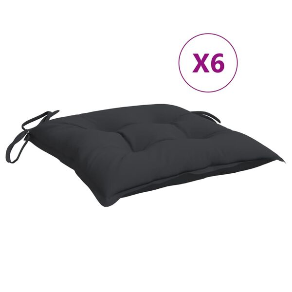 vidaXL Coussins de chaise lot de 6 noir 40x40x7 cm tissu oxford