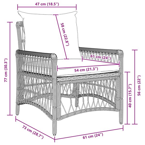 vidaXL Chaise de jardin Noir 60 x 70 x 78cm polyrotin