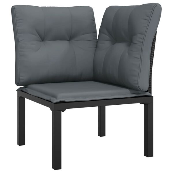 vidaXL Salon de jardin 4 pcs noir et gris r&eacute;sine tress&eacute;e