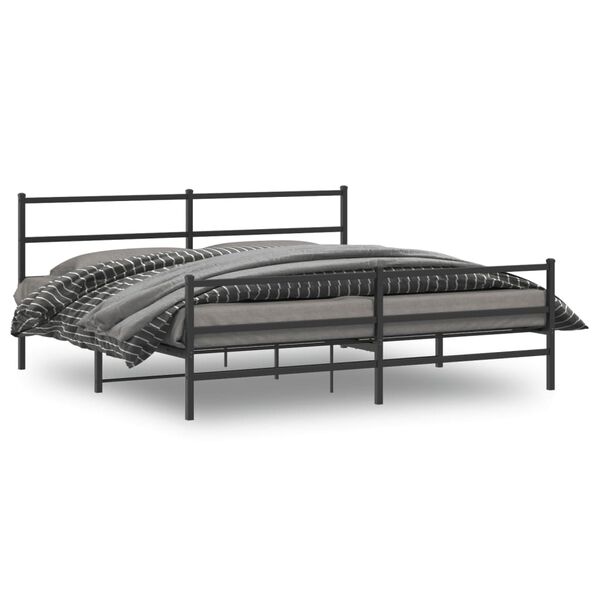 vidaXL Cadre de lit m&eacute;tal sans matelas avec pied de lit noir 193x203cm
