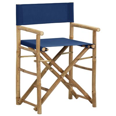 vidaXL Chaises pliables de directeur lot de 2 Bleu Bambou et tissu