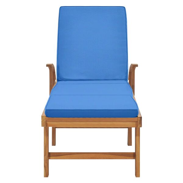 vidaXL Chaise longue avec coussin Bois de teck solide Bleu