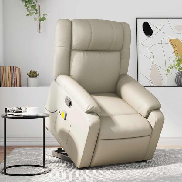 vidaXL Fauteuil inclinable de massage crème similicuir