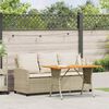 vidaXL Canap&eacute; de jardin 3 places coussins table beige r&eacute;sine tress&eacute;e