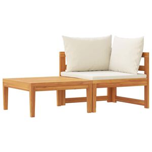 vidaXL Salon de jardin 2 pcs avec coussins blanc crème Bois d'acacia