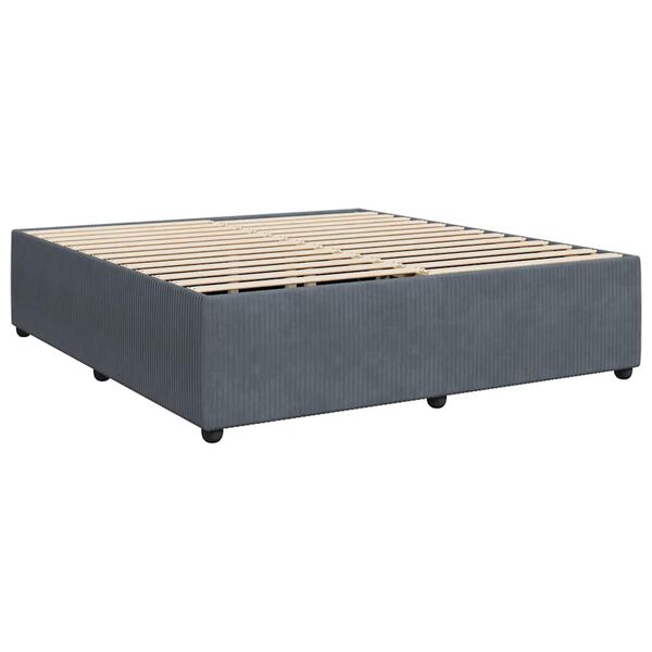 vidaXL Cadre de lit sans matelas gris fonc&eacute; king velours
