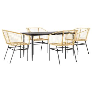 vidaXL Ensemble &agrave; manger jardin 5pcs marron poly rotin verre