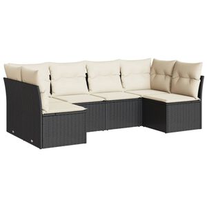 vidaXL Salon de jardin 6 pcs avec coussins noir r&eacute;sine tress&eacute;e