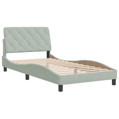 vidaXL Cadre de lit sans matelas gris clair 100x190 cm velours